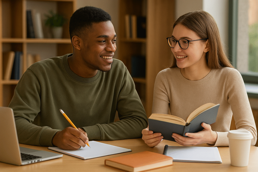 Internationale Studierende auf einem Universitätscampus im Ausland