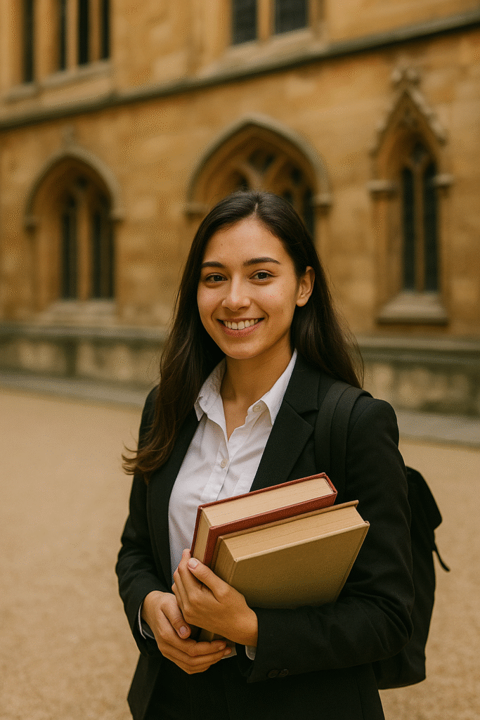 Studentin bereitet sich auf Stipendium-Interview vor
